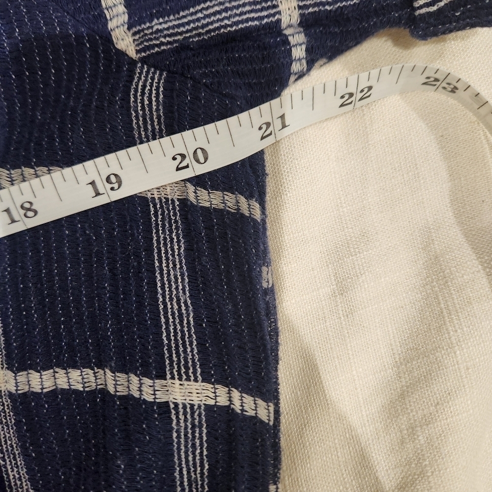 Dolan Anthropologie Breton Gauze Dress Navy Blue Plaid Tie Front Shirt Dress - Picture 9 of 11